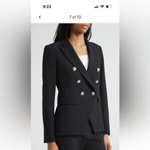 Veronica Beard Black Double-Breasted Blazer with Silver Buttons